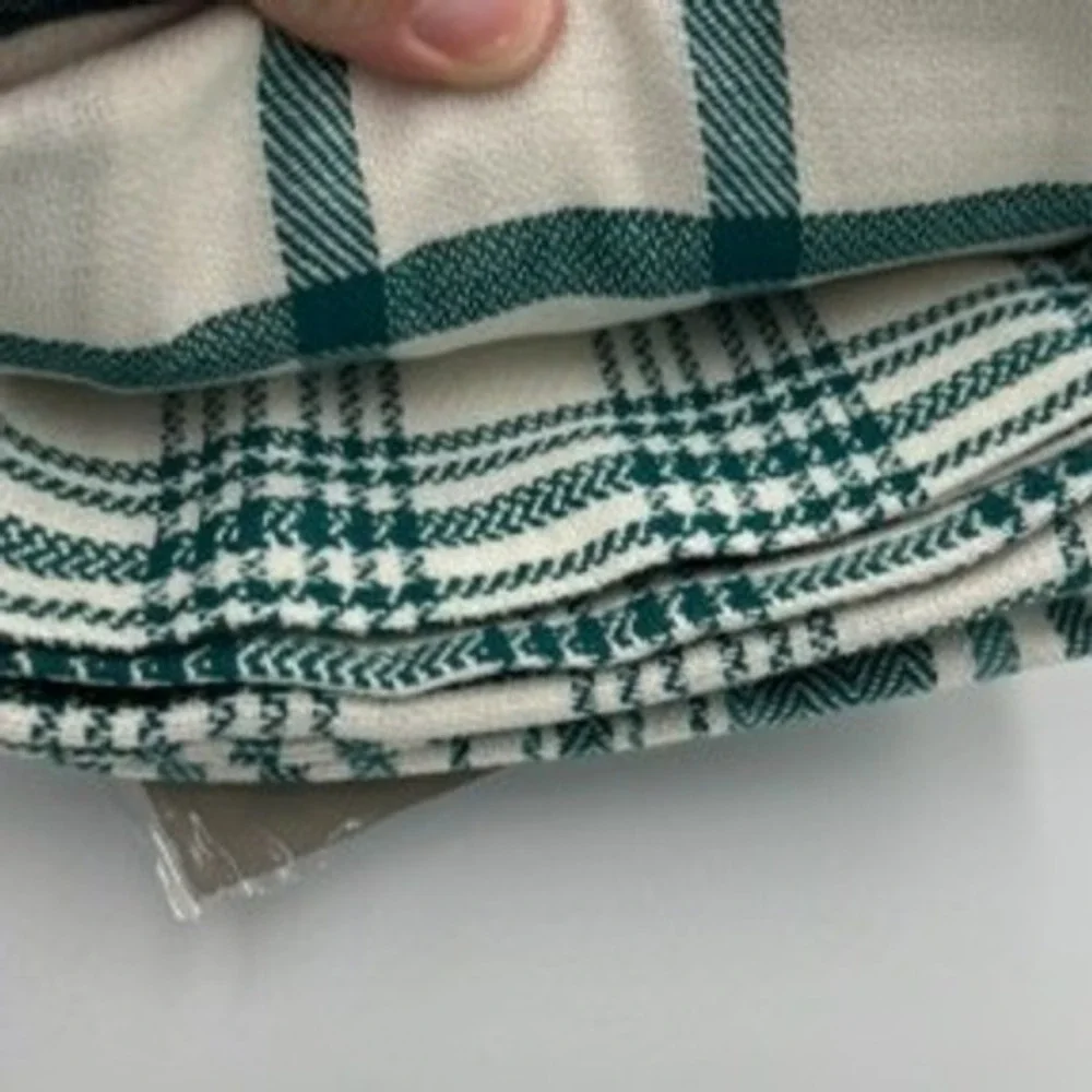 DII Woven Dishtowel Set 5pc Teal Stripe Plaid Farmhouse Kitchen New